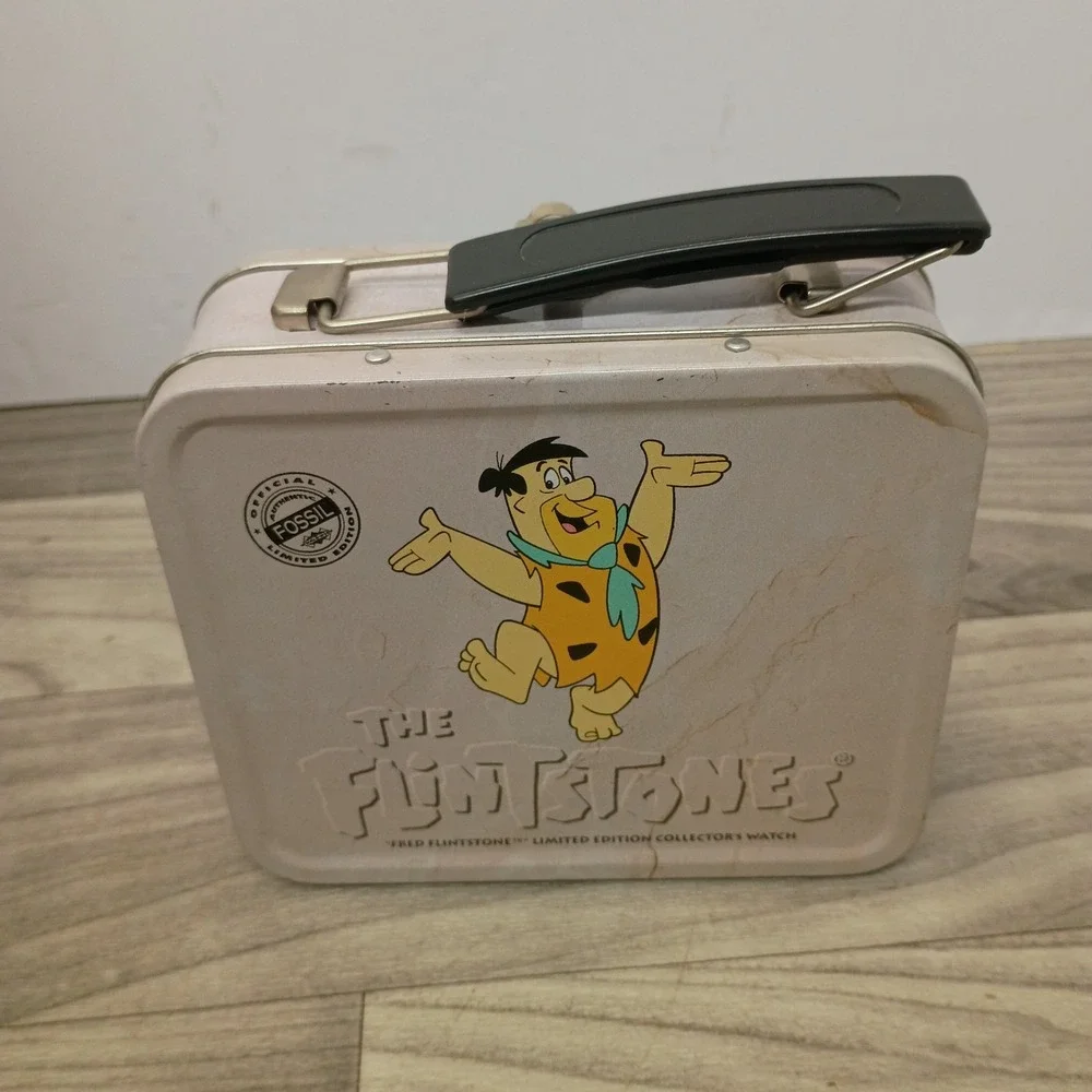 Vintage Fossil Fred Flintstone Watch Limited Edition Braided Strap & Tin 1993